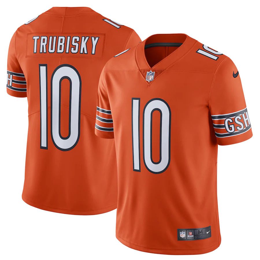 Men Chicago Bears 10 Mitchell Trubisky Nike Orange Alternate Vapor Untouchable Limited Player NFL Jersey